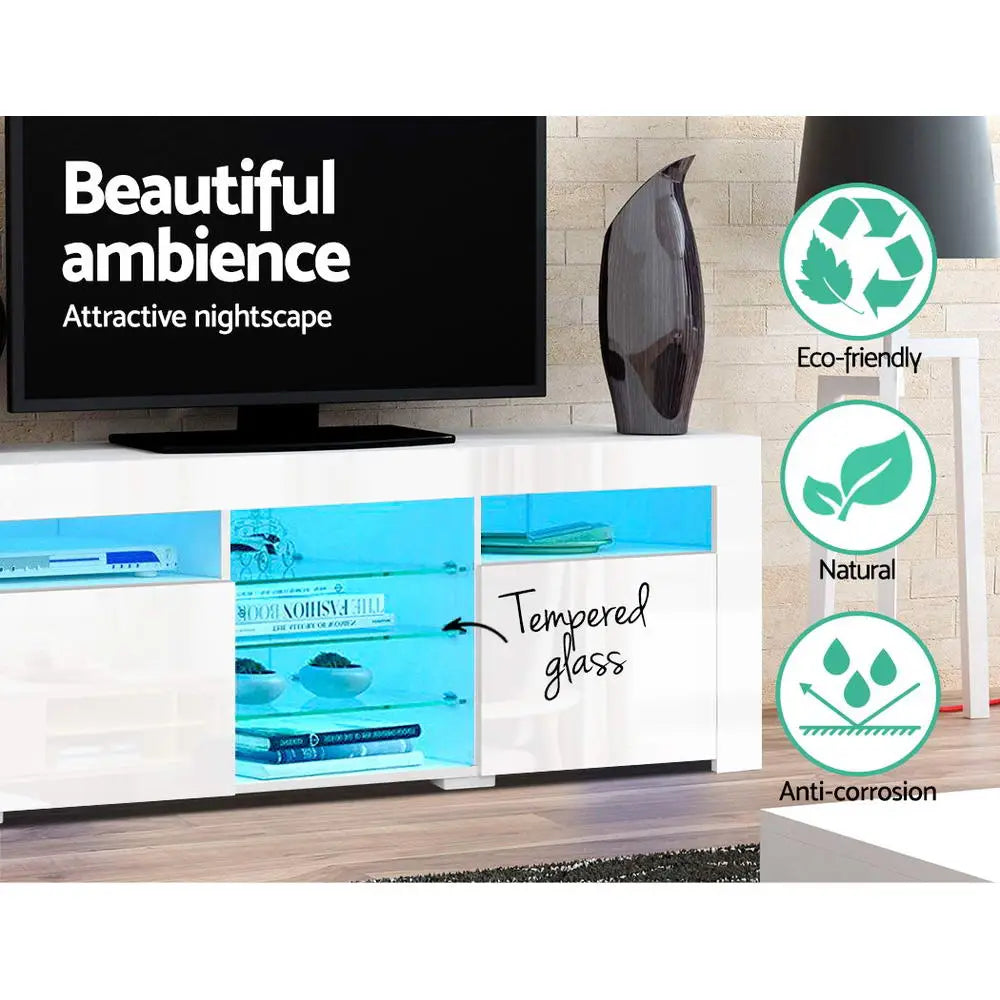 Entertainment Unit Tv Cabinet Led 180cm White Bobi