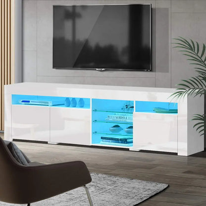 Entertainment Unit Tv Cabinet Led 180cm White Bobi