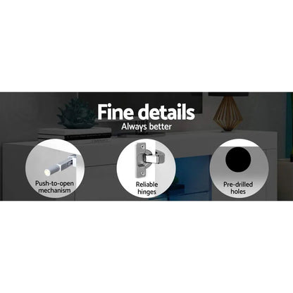 Entertainment Unit Tv Cabinet Led 180cm White Bobi