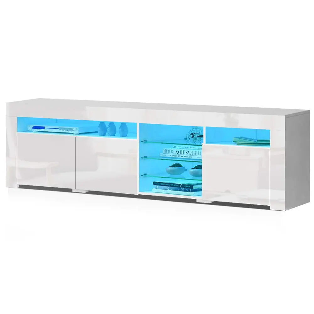 Entertainment Unit Tv Cabinet Led 180cm White Bobi