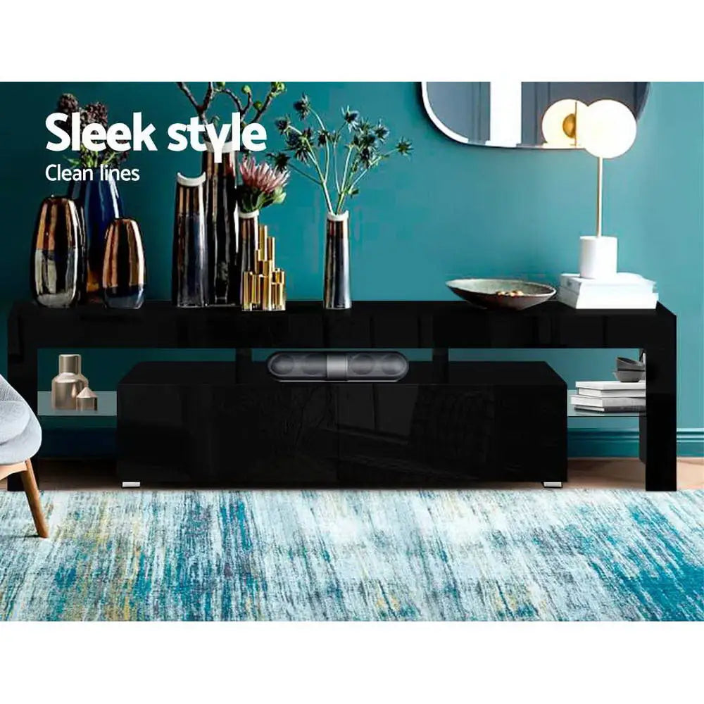 Entertainment Unit Tv Cabinet Led 189cm Black Elo