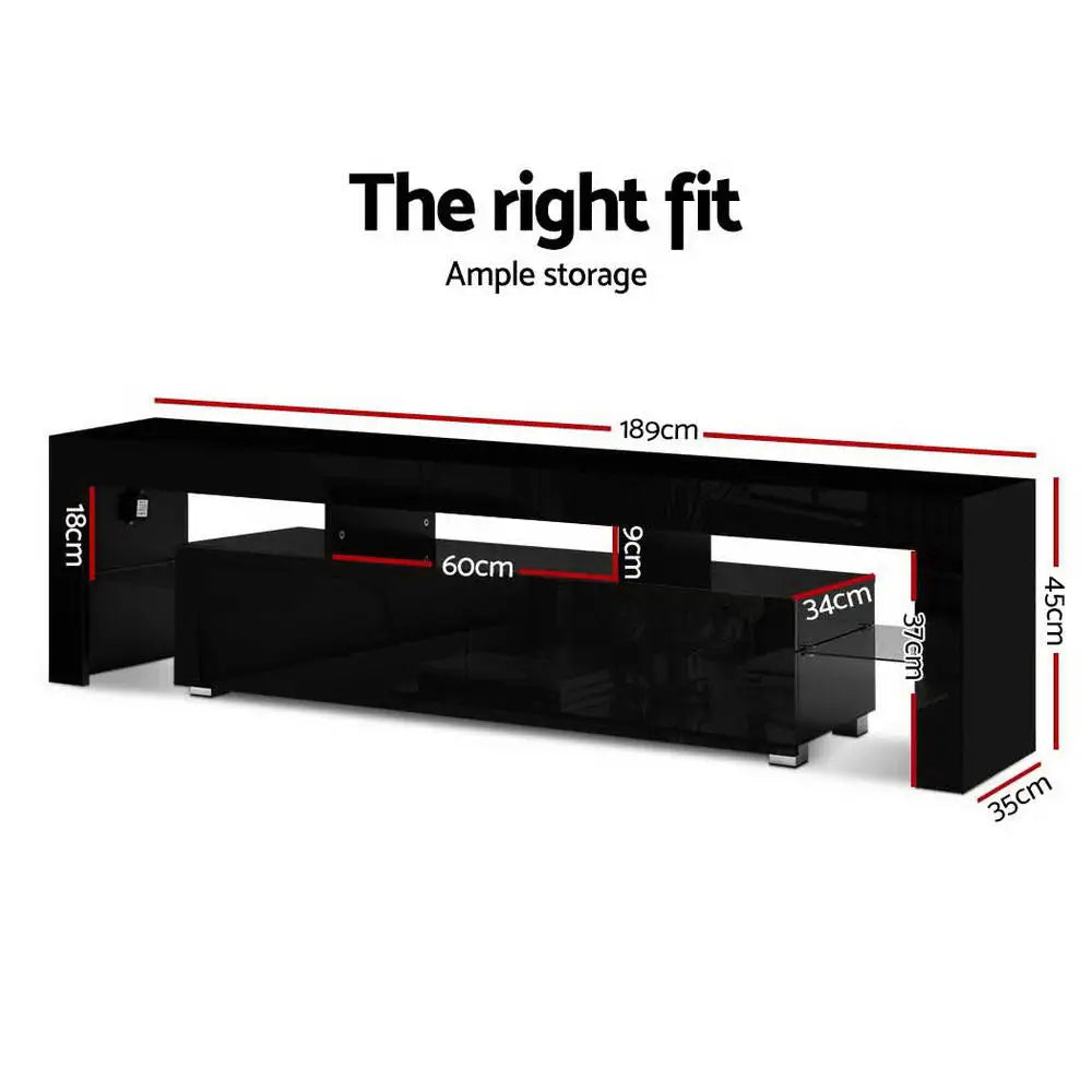 Entertainment Unit Tv Cabinet Led 189cm Black Elo