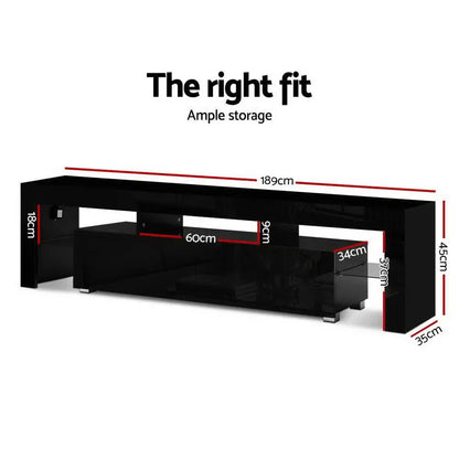 Entertainment Unit Tv Cabinet Led 189cm Black Elo