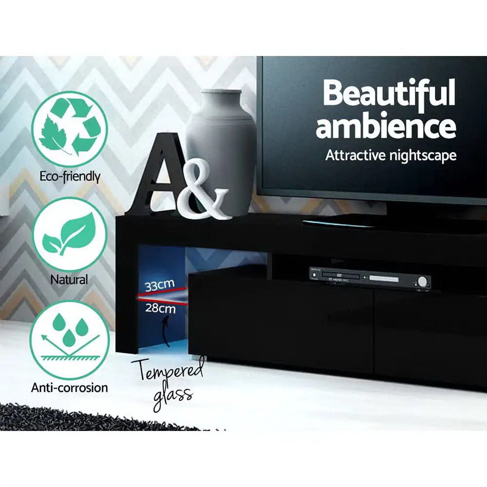 Entertainment Unit Tv Cabinet Led 189cm Black Elo