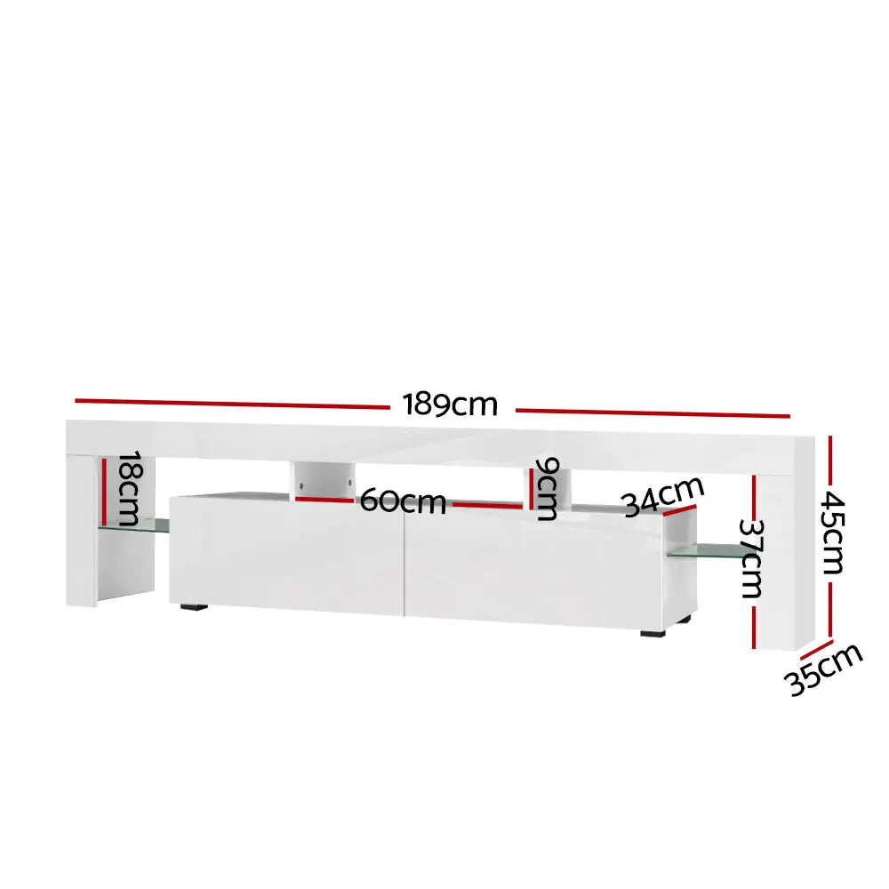 Entertainment Unit Tv Cabinet Led 189cm White Elo