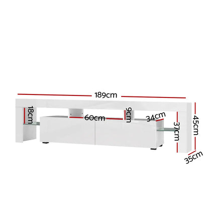Entertainment Unit Tv Cabinet Led 189cm White Elo