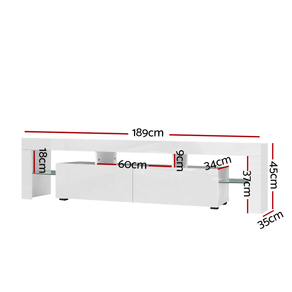 Entertainment Unit Tv Cabinet Led 189cm White Elo