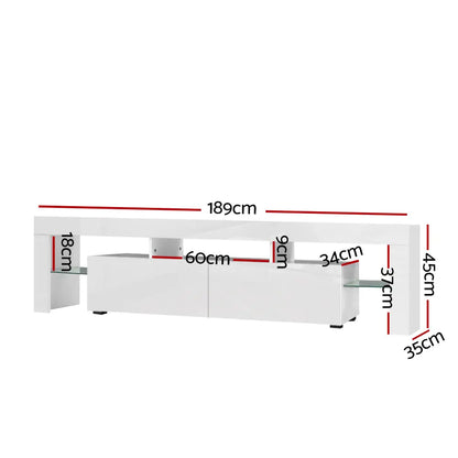 Entertainment Unit Tv Cabinet Led 189cm White Elo