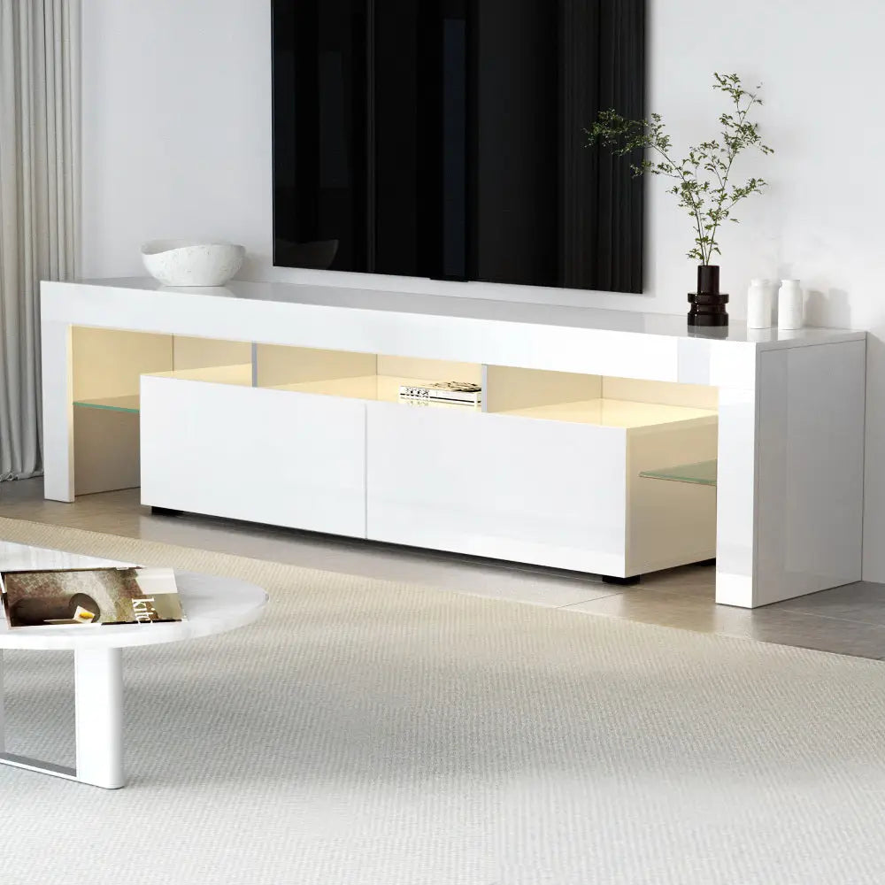 Entertainment Unit Tv Cabinet Led 189cm White Elo