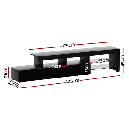 Entertainment Unit Tv Cabinet Led 215cm Black Caya