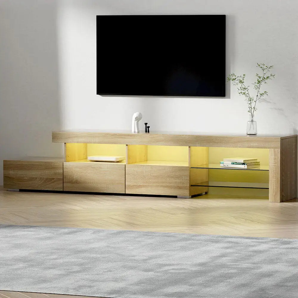 Entertainment Unit Tv Cabinet Led 215cm Pine Caya
