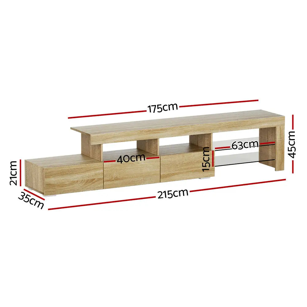 Entertainment Unit Tv Cabinet Led 215cm Pine Caya
