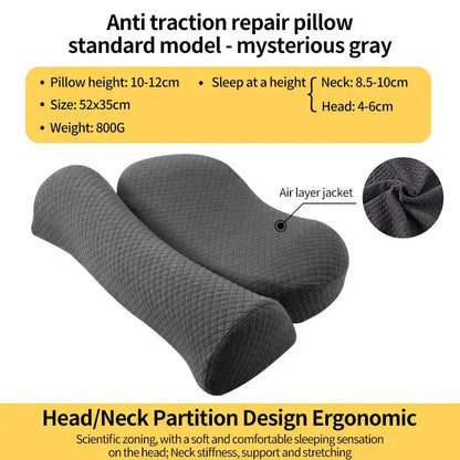 Ergonomic Memory Foam Cervical Pillow Orthopedic Contour Grey