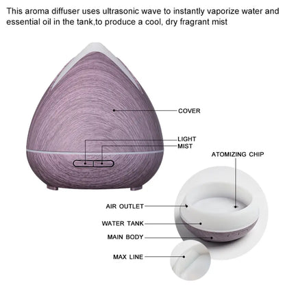 Essential Oils Ultrasonic Aromatherapy Diffuser Air Humidifier Purify 400ml - Violet