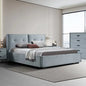 Estella Queen Bed Frame Fabric Upholstery Kd Slat in Black