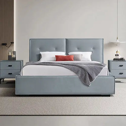 Estella Queen Bed Frame Fabric Upholstery Kd Slat in Black