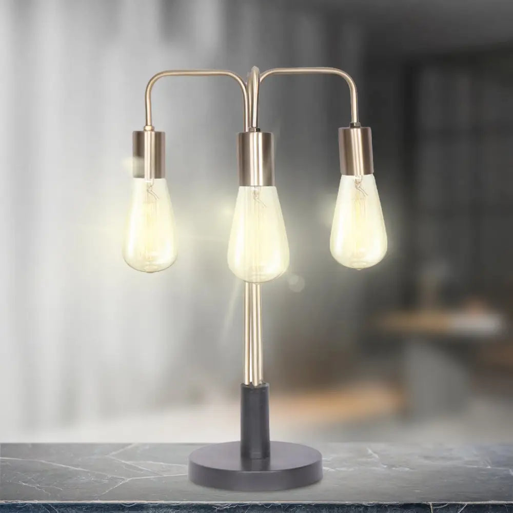 Exposed Bulb Industrial Table Lamp