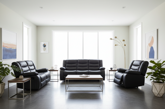 3+2+1 Seater Recliner Sofa In Faux Leather Lounge Couch in Black