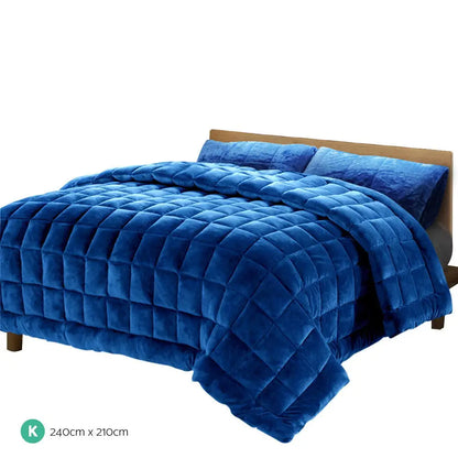 Faux Mink Quilt Blue King