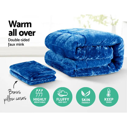 Faux Mink Quilt Blue King