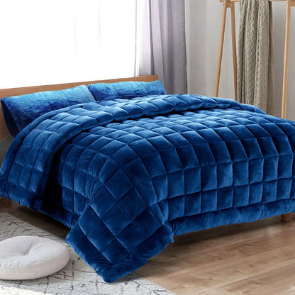 Faux Mink Quilt Blue Super King