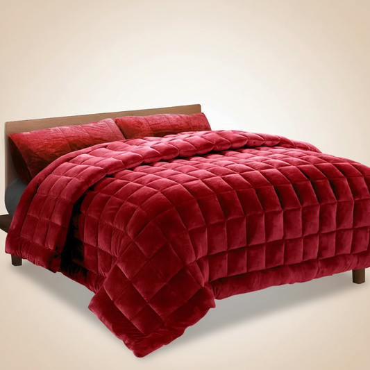 Faux Mink Quilt Burgundy King