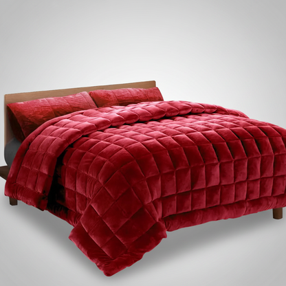 Faux Mink Quilt Burgundy Queen