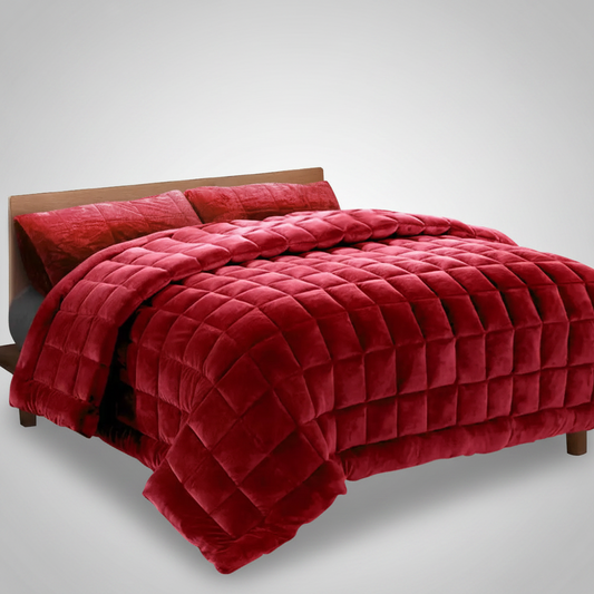 Faux Mink Quilt Burgundy Queen