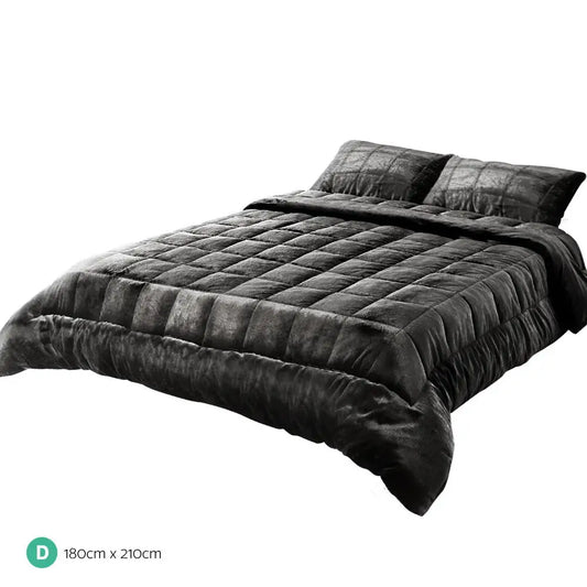Faux Mink Quilt Charcoal Double