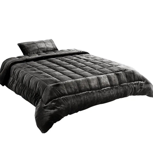 Faux Mink Quilt Charcoal Single
