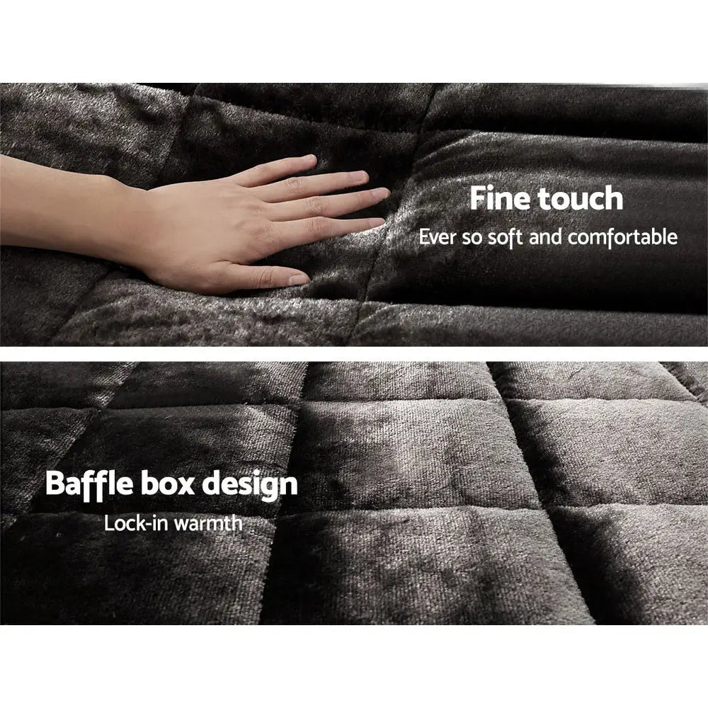 Faux Mink Quilt Charcoal Super King