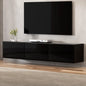 Floating Entertainment Unit Tv Cabinet High Glossy Black 3 Cabinets 200cm