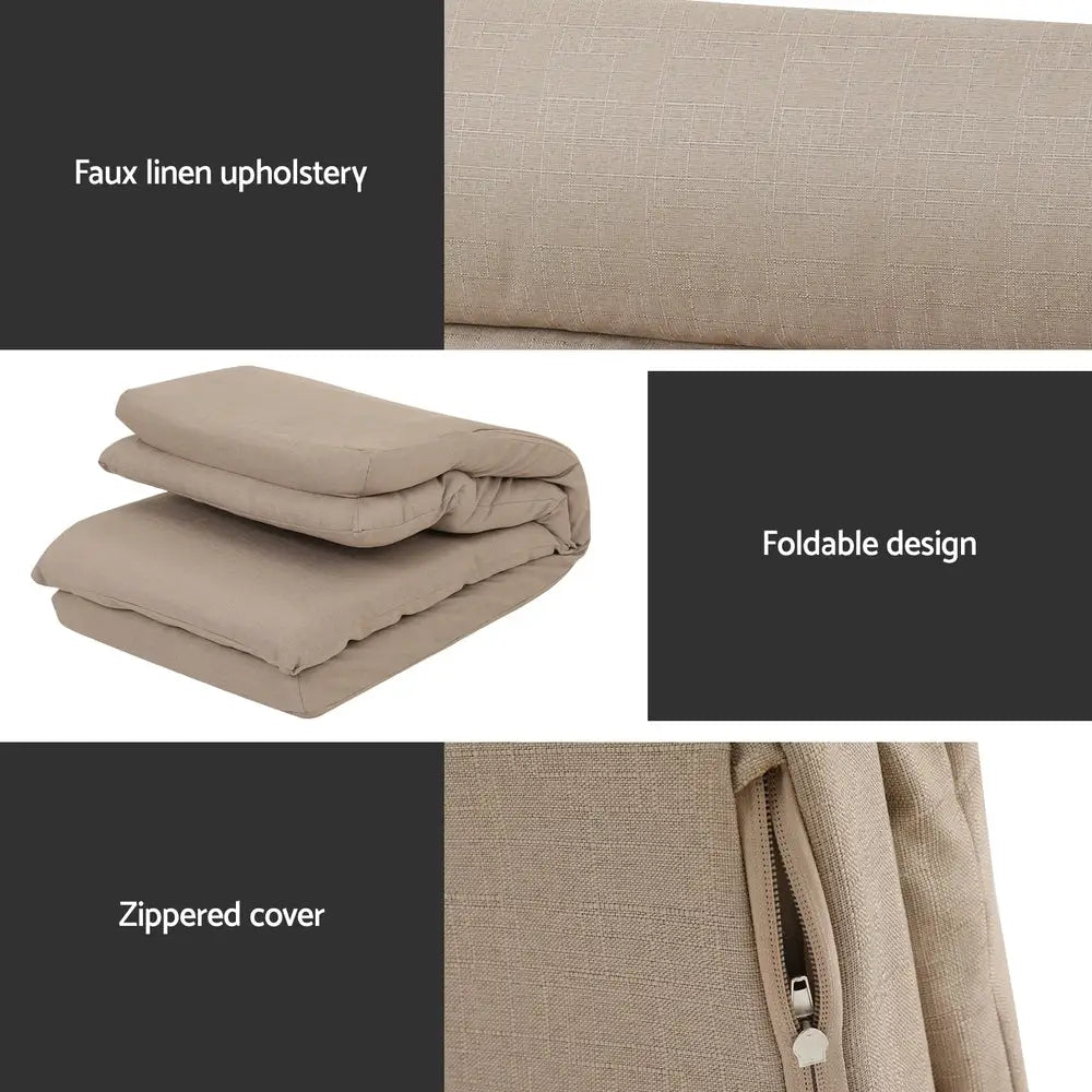 Floor Chair Sofa 1 Seater Linen Beige
