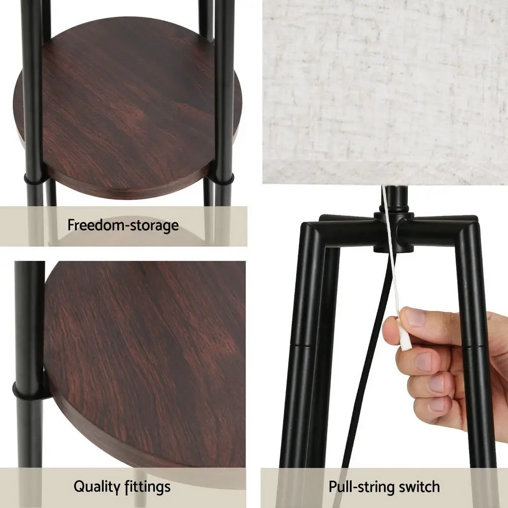 Floor Lamp 2 Tier Shelf Storage Led Light Stand Home Living Room Upright