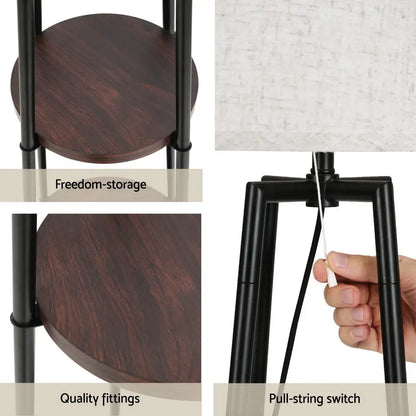 Floor Lamp 2 Tier Shelf Storage Led Light Stand Home Living Room Upright