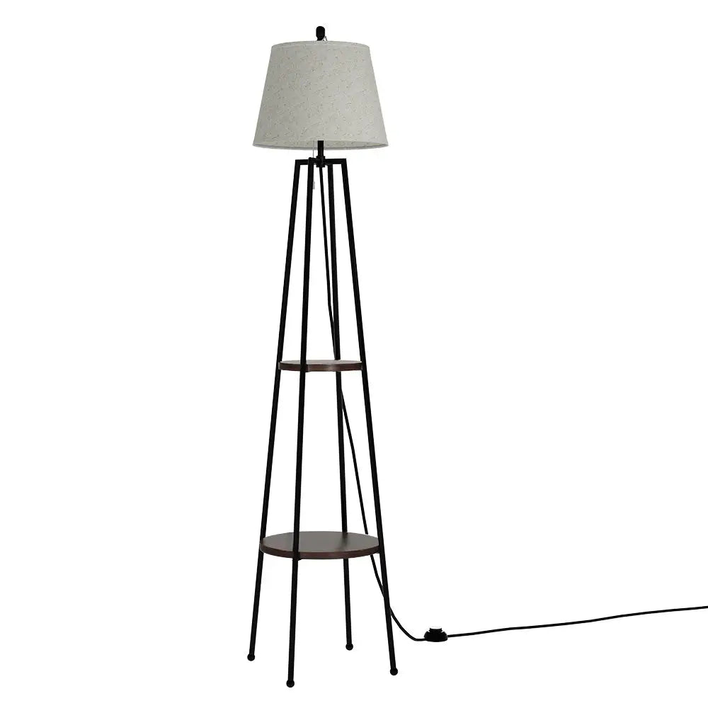 Floor Lamp 2 Tier Shelf Storage Led Light Stand Home Living Room Upright