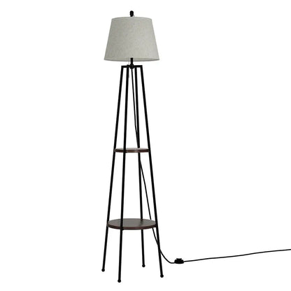 Floor Lamp 2 Tier Shelf Storage Led Light Stand Home Living Room Upright