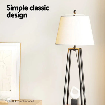 Floor Lamp 2 Tier Shelf Storage Led Light Stand Home Living Room Upright