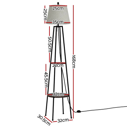 Floor Lamp 2 Tier Shelf Storage Led Light Stand Home Living Room Upright