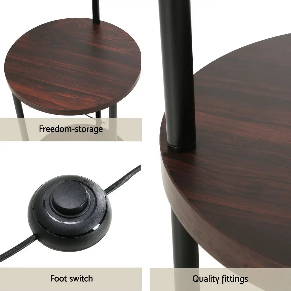 Floor Lamp 2 Tier Shelf Storage Led Light Stand Home Room Adjustable Head