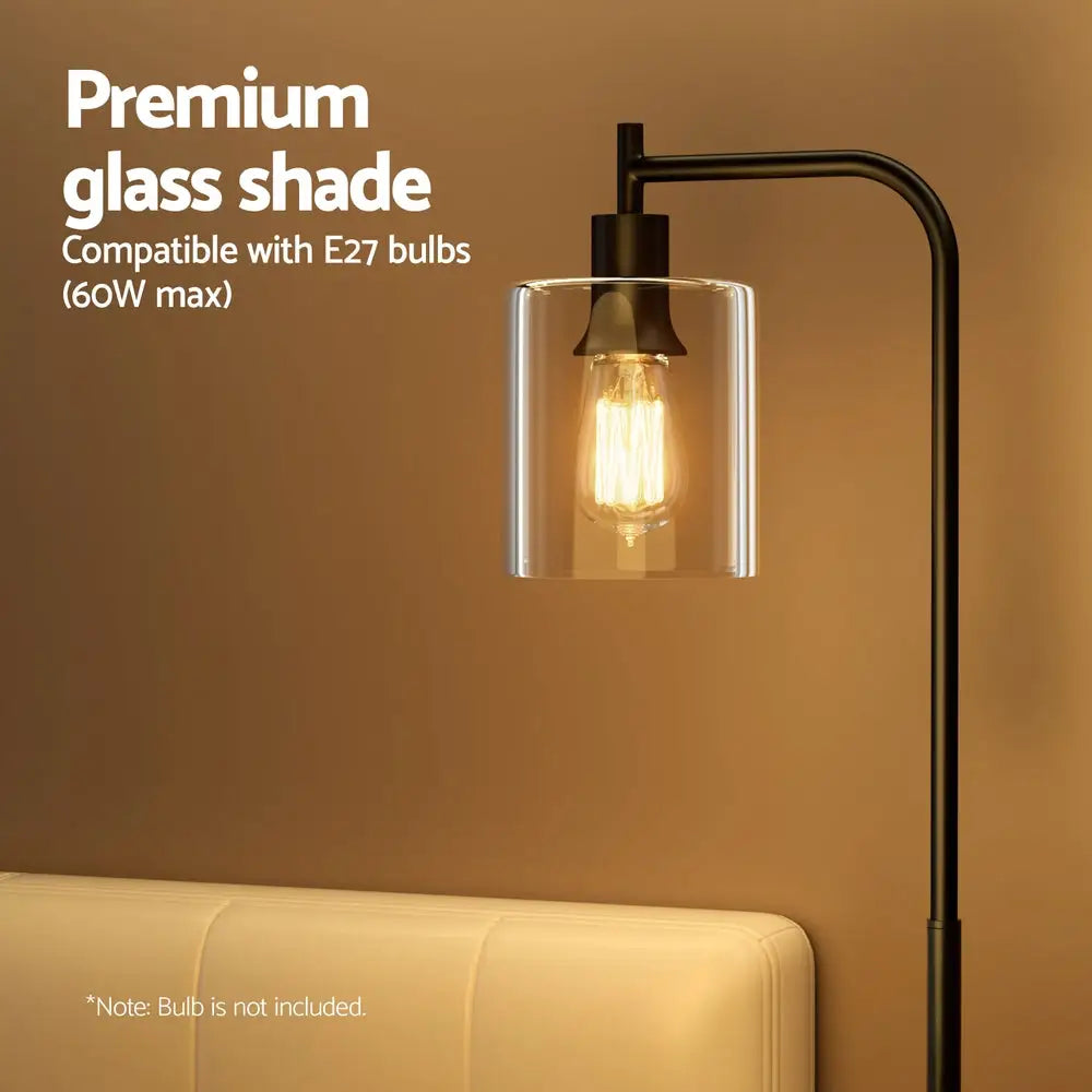 Floor Lamp Light Stand Modern Home Living Room Office Reading Glass Shade Black
