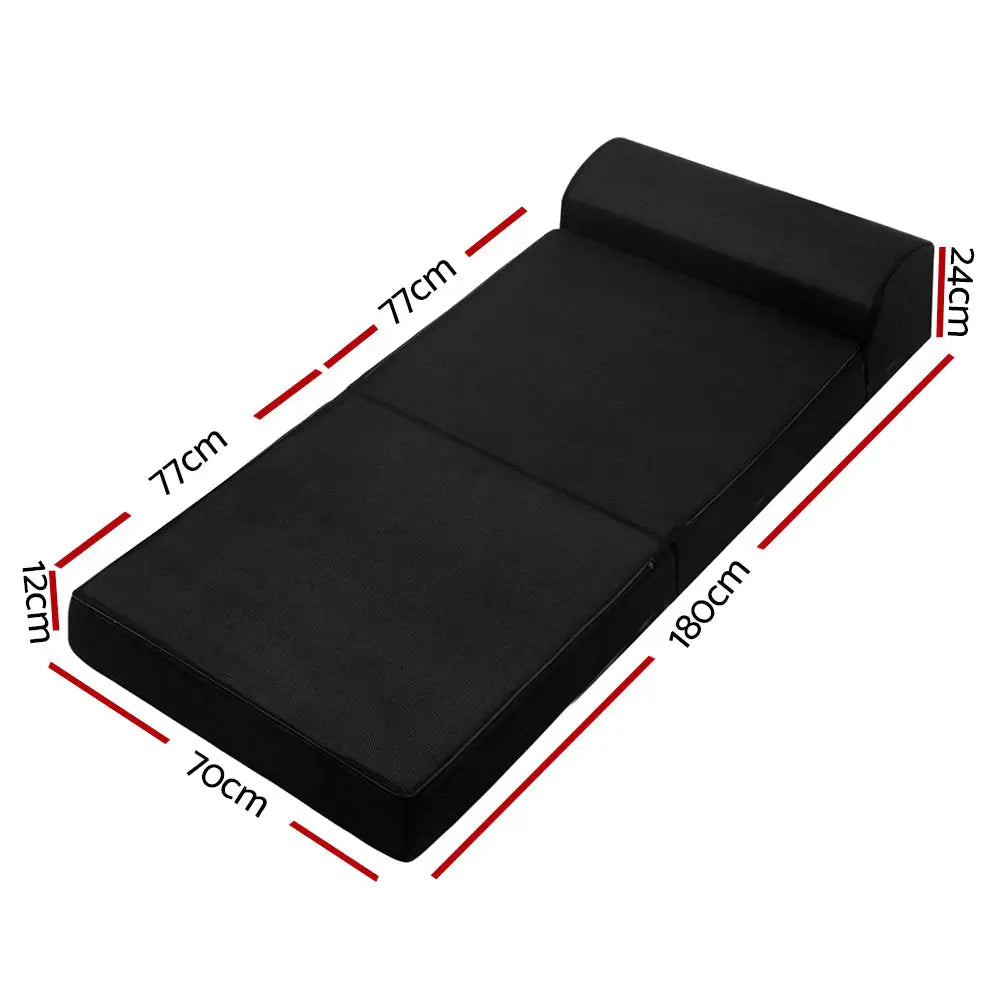 Foldable Mattress Folding Foam Bed Mat Black