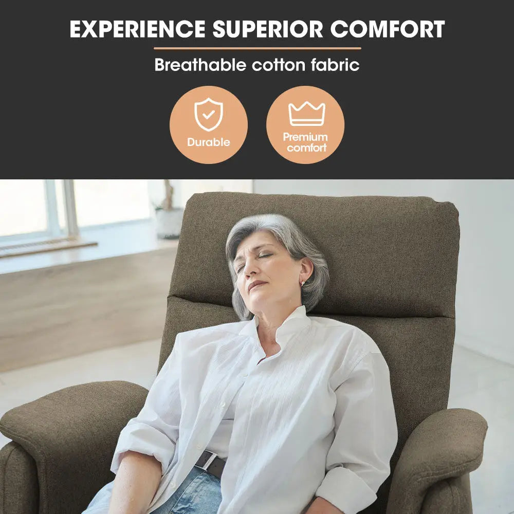 Fortia Electric Armchair Recliner Single Fabric Chair Biege