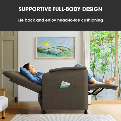 Fortia Electric Armchair Recliner Single Fabric Chair Biege