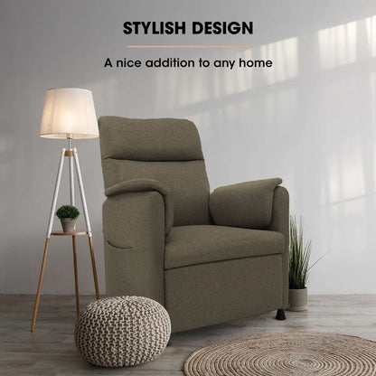 Fortia Electric Armchair Recliner Single Fabric Chair Biege