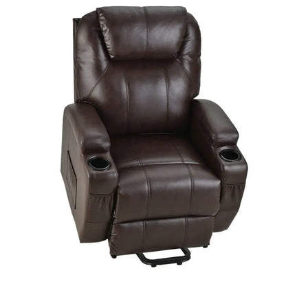 Fortia Electric Massage Lift Recliner Chair Faux Leather 8 Point Heating Dark Crimson