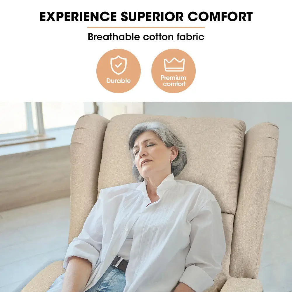 Fortia Electric Recliner Lift Heat Chair for Elderly Massage Therapy Aged Care Beige