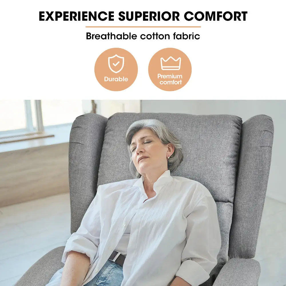Fortia Electric Recliner Lift Heat Chair for Elderly Massage Therapy Aged Care Grey