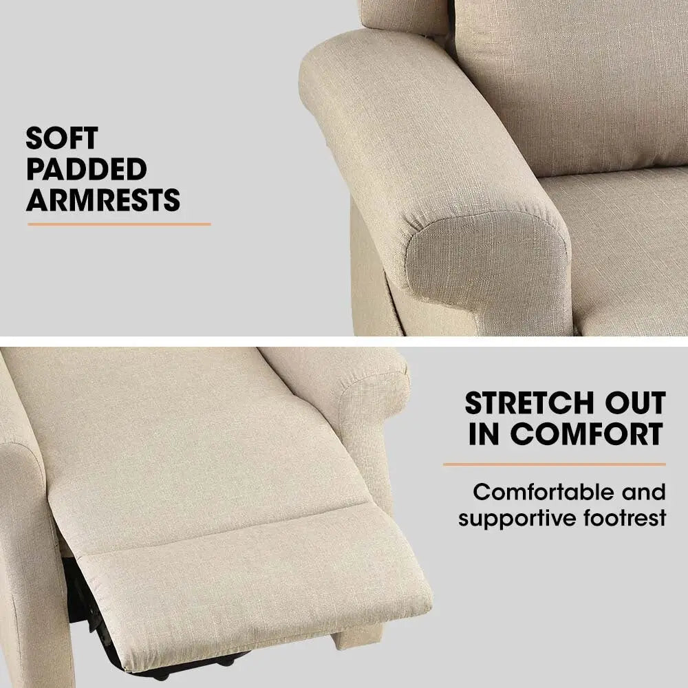 Fortia Electric Recliner Lift Heat Chair for Elderly Massage Therapy Aged Care Beige
