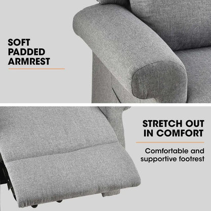 Fortia Electric Recliner Lift Heat Chair for Elderly Massage Therapy Aged Care Grey